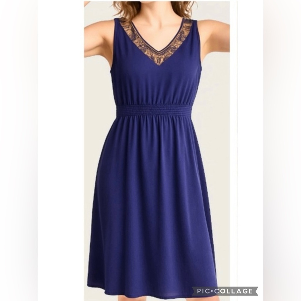 Charter Club Dress Beaded Knit Purple XL Sleeveless V-neck Cocktail Party Garden